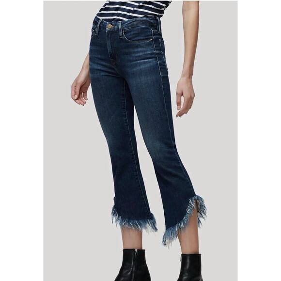 FRAME Le Crop Mini Boot Jeans Women’s 27 Dark Wash Fringe Hem High Rise - Picture 7 of 7